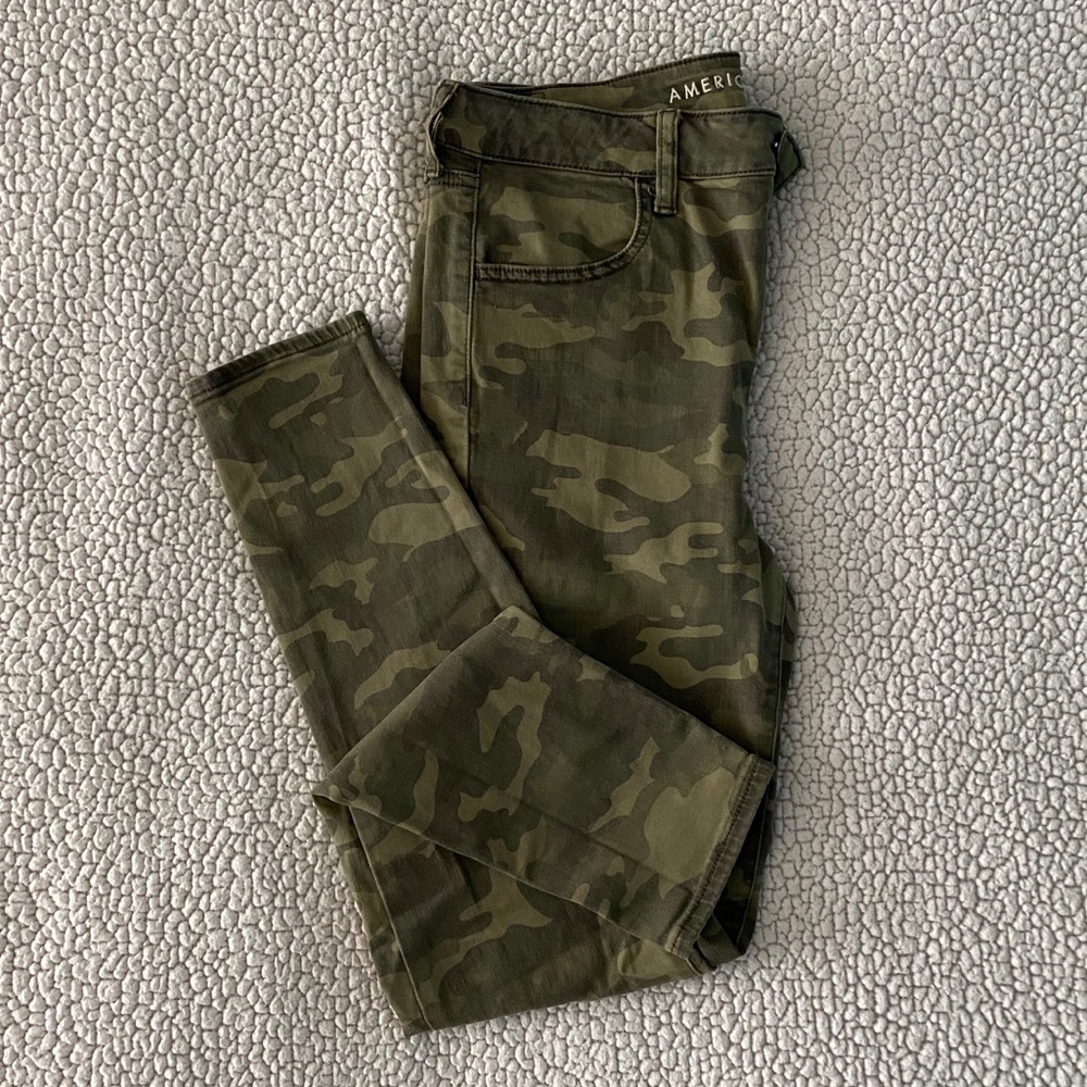 American Eagle Green Camo Jeans